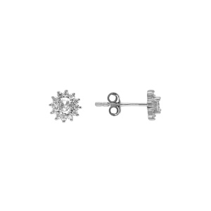 Boucles d\'oreille tige, en argent rhodi� oxydes blancs - Vue 2