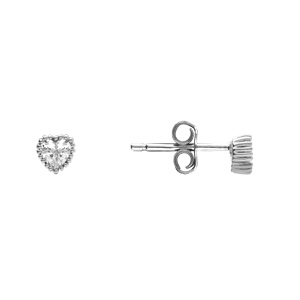 Boucles d\'oreille tige, en argent rhodi, discrtes et dlicates 3 coeurs d\'oxydes blancs - Vue 2