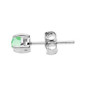 Boucles d\'oreille en argent rhodi� Emeraude v�ritable 4 griffes et fermoir poussette - Vue 2