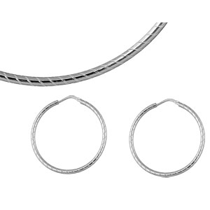 Cr�oles en argent stri� diam�tre 44mm - Vue 2