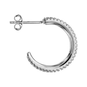 Cr�oles en Argent rhodi� fantaisies oxydes blancs sertis grand mod�le fermoir poussette - Vue 2