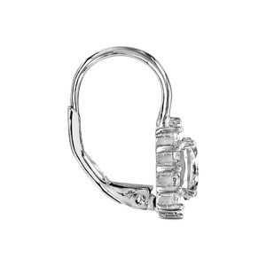 Boucles d\'oreilles en argent rhodi� collection joaillerie gros oxyde blanc au centre et petits oxydes blancs autour - fermoir dormeuse - Vue 2