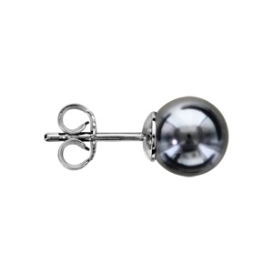 Boucles d\'oreilles en argent rhodi� perle de synth�se noire 8mm et fermoir poussette - Vue 2