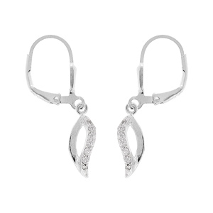 Boucles d\'oreilles en argent rhodi� dormeuse vague oxyde blanc serti - Vue 2