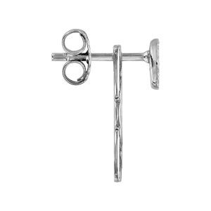 Boucles d\'oreille en argent rhodi� rayons de soleil oxydes blancs sertis et fermoir poussette - Vue 2