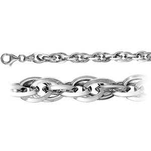 Bracelet en argent rhodi� maille fantaisie petits cercles emmaill�s - longueur 19cm - Vue 2