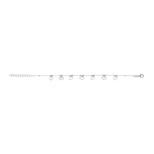 Bracelet argent rhodi� pampilles coeurs lisses et givr�s  r�glable 16 � 19cm - Vue 2