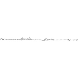 Bracelet en argent cha�ne maille for�at avec d�coupe anglaise 2 pr�noms - longueur 18,5cm r�glable 17cm - Vue 2