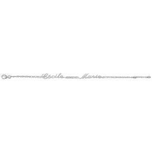 Bracelet en argent chane mailles 1+1 largeur 2mm avec dcoupe anglaise 2 prnoms - longueur 18,5cm rglable 17cm - Vue 2
