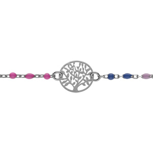 Bracelet en argent rhodi� boules r�sines multicouleur avec arbre de vie 13+3cm - Vue 2