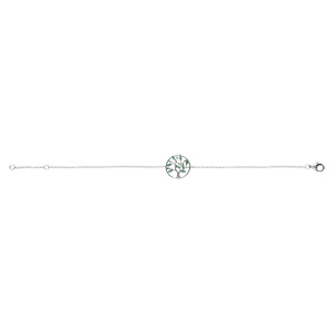 Bracelet en argent rhodi� cercle arbre de vie oxydes verts 16+2cm - Vue 2