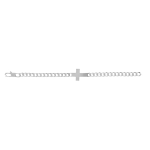 Bracelet en argent passiv� maille gourmette 6mm croix plate lisse  - 20cm - Vue 2