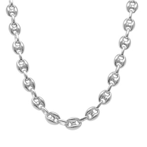 Cha�ne en argent maille grains de caf� 9mm longueur 50cm - Vue 2