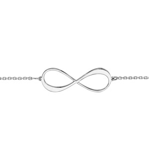 Bracelet en argent rhodi� cha�ne avec infini � graver 1 ou 2 pr�noms - longueur 16cm + 3cm de rallonge - Vue 2