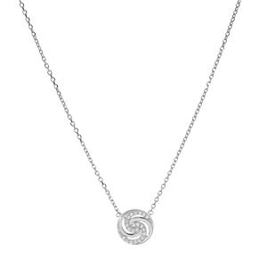 Collier en argent rhodi� cha�ne avec pendentif cercle et spirale avec oxydes blancs sertis 38+4cm - Vue 2