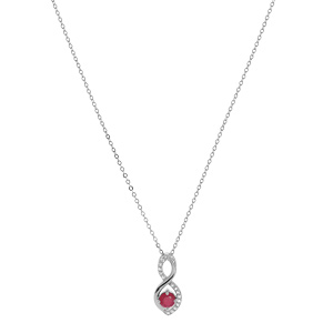 Collier en argent rhodi� cha�ne avec pendentif infini oxydes roses et blancs sertis 40+5cm - Vue 2