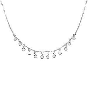 Collier en argent rhodi� cha�ne ras du cou avec pampilles lisses longueur 40+4cm - Vue 2