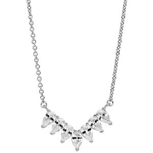 Collier en argent rhodi� avec pendentif motif couronne oxydes blancs sertis longueur 40+4cm - Vue 2