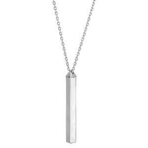 Collier en argent rhodi� cha�ne avec pendentif tube 4 faces � graver 1, 2, 3 ou 4 pr�noms longueur 40+5cm - Vue 2