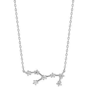 Collier en argent rhodi� avec pendentif zodiaque constellation vierge oxydes blancs sertis longueur 42,5+2,5cm - Vue 2