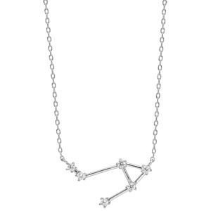Collier en argent rhodi� avec pendentif zodiaque constellation balance oxydes blancs sertis longueur 42,5+2,5cm - Vue 2