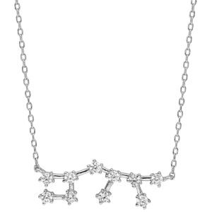 Collier en argent rhodi� avec pendentif zodiaque constellation sagittaire oxydes blancs sertis longueur 42,5+2,5cm - Vue 2