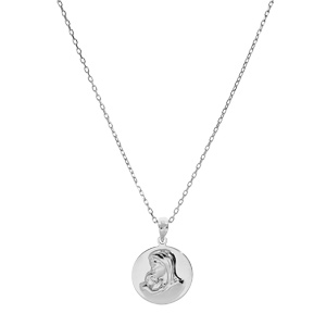 Collier en argent rhodi� cha�ne avec pendentif m�daille vierge et l\'enfant en relief 40+5cm - Vue 2