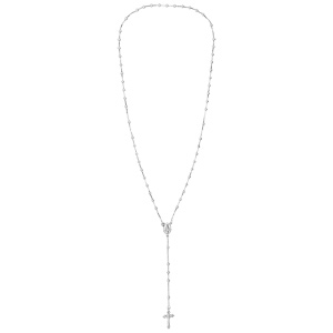Chapelet en argent rhodi� croix longueur 55cm avec fermoir - Vue 2