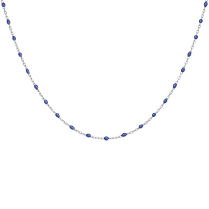 Collier en argent rhodi� avec perles bleues fonc� 40+5cm - Vue 2