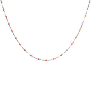 Collier en argent rhodi� avec perles roses 40+5cm - Vue 2