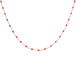 Collier en argent rhodi� avec perles rouges 40+5cm - Vue 2