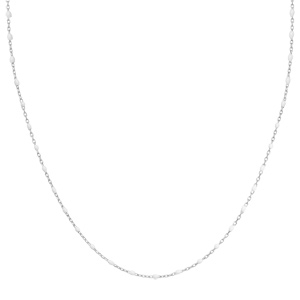 Collier Sautoir en argent rhodi� cha�ne avec olives couleur blanche 60+10cm - Vue 2