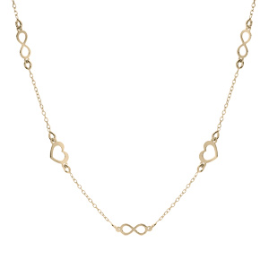 Collier en argent et dorure jaune cha�ne avec coeurs et infinis 42+3cm - Vue 2
