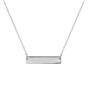 Collier en argent rhodi� cha�ne avec plaque horizontale � graver 39+5cm - Vue 2