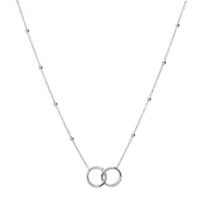 Collier en argent rhodi� cha�ne avec pendentif double cercle entrem�l� 40+5cm - Vue 2