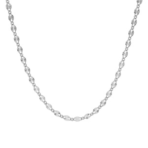 Collier en argent rhodi� petite pastilles serr�es diamant�es 38+4cm - Vue 2