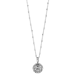 Collier en argent rhodi� avec bola de grossesse motifs c�urs ajour�s 13mm longueur 90+20cm - Vue 2