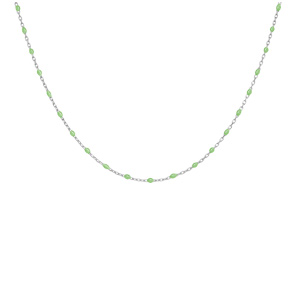 Collier en argent rhodi� cha�ne avec perles vert fluo 40+5cm - Vue 2