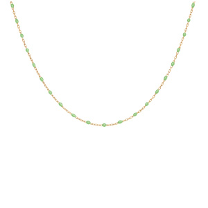 Collier en argent et dorure jaune cha�ne avec perles vert fluo 40+5cm - Vue 2