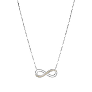 Collier en argent rhodi� motif infini ajour� avec oxydes miel sertis 40+5cm - Vue 2