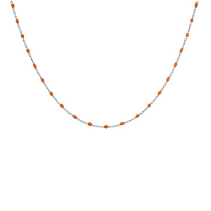 Sautoir en argent rhodi� avec perles orange fluo 60+10cm - Vue 2