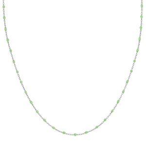 Sautoir en argent rhodi� avec perles vert fluo 60+10cm - Vue 2