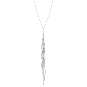 Collier en argent rhodi� forme Y pendentif multi fils 42+3cm - Vue 2