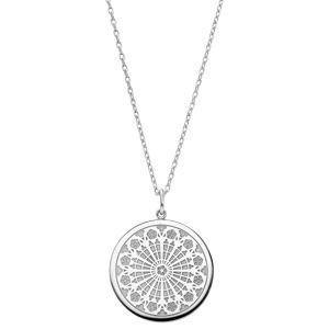 Collier en argent rhodi� cha�ne avec pendentif rosace de Strasbourg 40+5cm - Vue 2