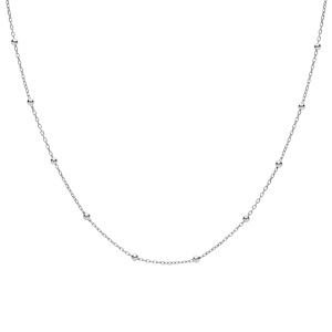 Cha�ne en argent rhodi� maille fantaisie avec fines boules 40cm - Vue 2