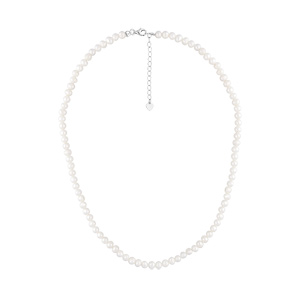 Collier en argent rhodi� Perles de culture d\'eau douce 5mm irr�guli�re 50+5cm - Vue 2