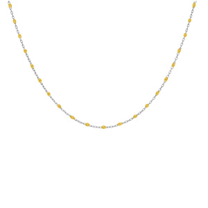 Collier en argent rhodi� cha�ne avec olives jaunes translucide 40+5cm - Vue 2