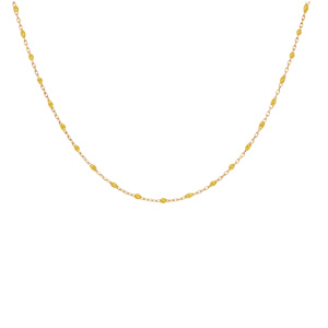 Collier en argent et dorure jaune cha�ne avec olives couleur jaune tansparent 40+5cm - Vue 2