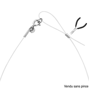 Collier en argent rhodi� fil nylon r�glable jusqu\'a 50cm - Vue 2