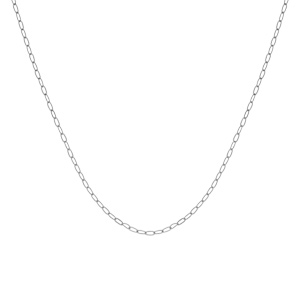 Cha�ne en argent rhodi� maille rectangulaire largeur 1,8mm longueur 50cm - Vue 2